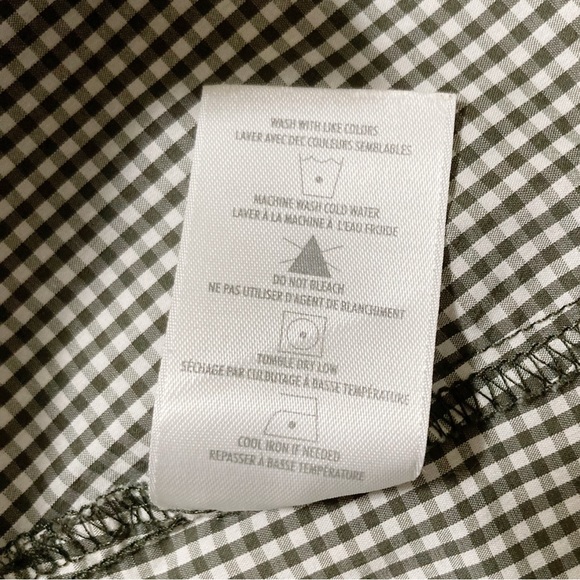 DENVER HAYES Sage grey white gingham roll tab shirt ~ MEDIUM camp outdoor top - Picture 13 of 14